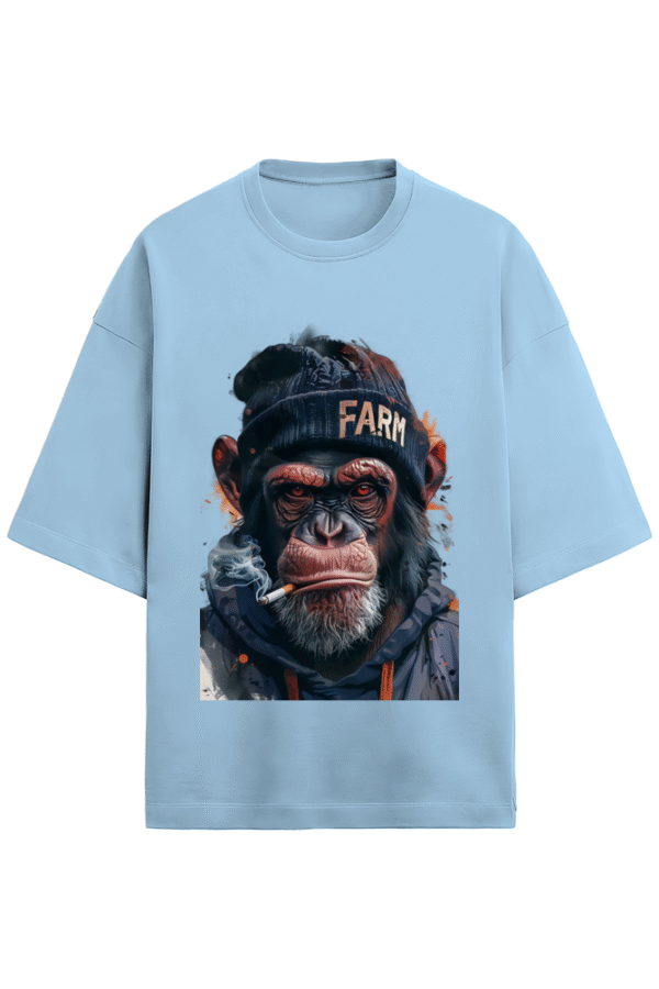 Baby Blue Rebel Chimp “FARM” Beanie Graphic Tee, Unisex