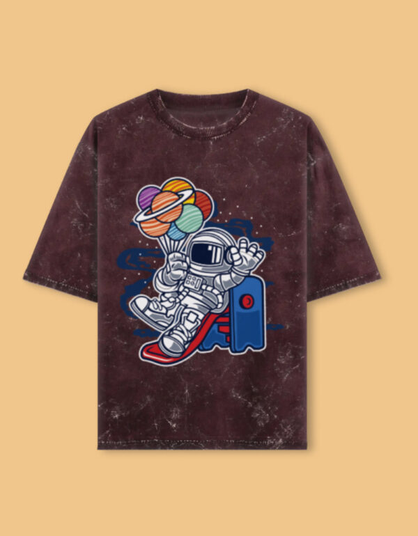 Space Dreamer – Astronaut Balloon Acid Wash T-Shirt