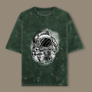 Cosmic Stride – Astronaut Walk Acid Wash Tee