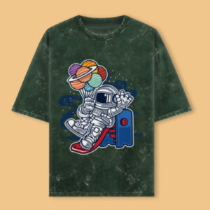 Space Dreamer – Astronaut Balloon Acid Wash T-Shirt
